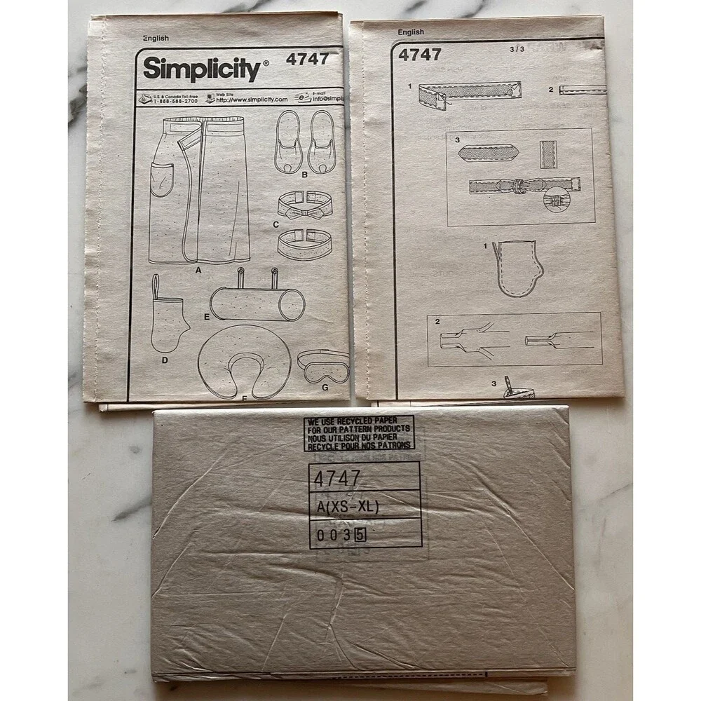 Vintage Simplicity Sewing Pattern 4747 Crafts A (XS-S-M-L-XL) Uncut Factory Fold